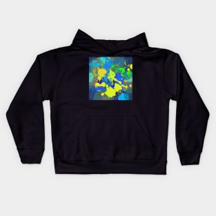 abstract yellow and blue design Kids Hoodie